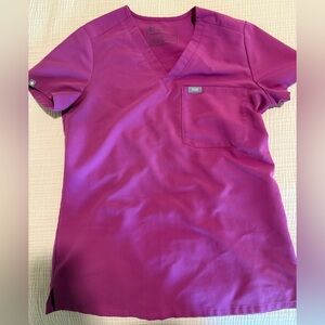 XXS Figs Bright Fuchsia Catarina Scrub Top